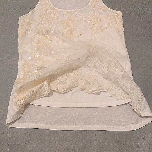 🎁 EXPRESS Vintage Top w/ Exquisite Front Overlay of Tulle, Sequins & Embroidery - Picture 9 of 14